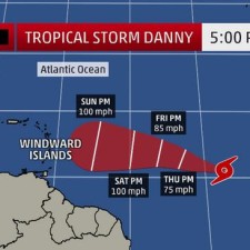 Tropical Depression Strengthens Into Tropical Storm Danny; Expected to Become a Hurricane by Thursday