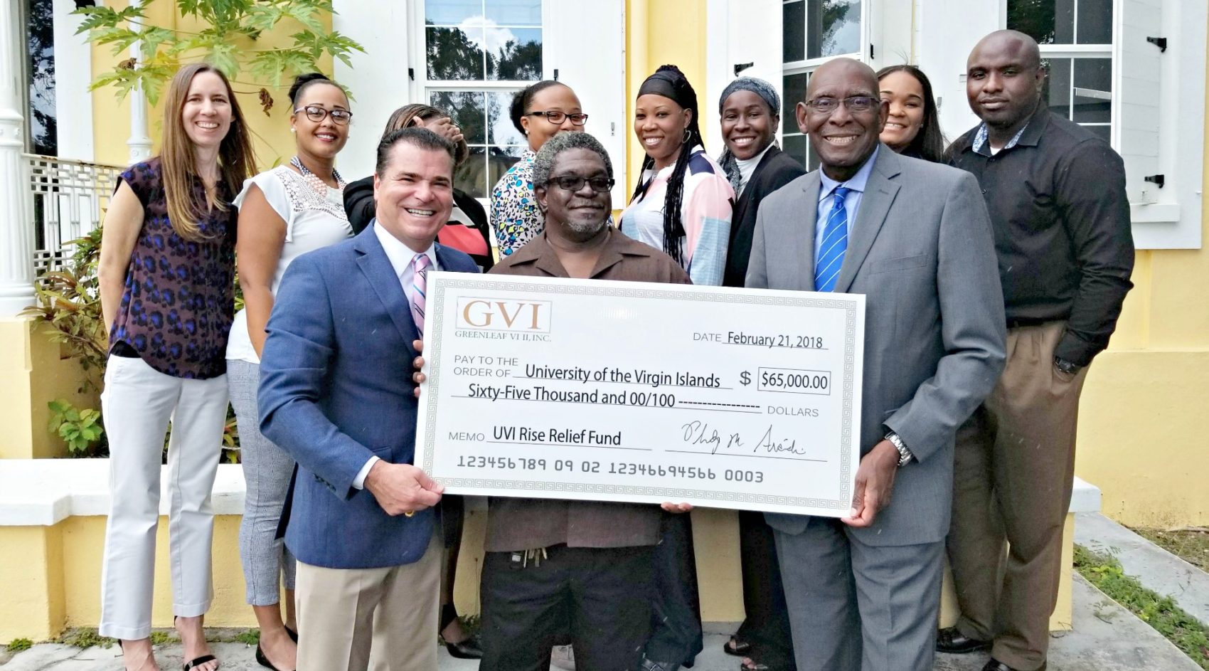 Greenleaf VI, A Financial Consulting Firm, Donates 65,000 To UVI's