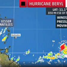 Beryl Fluctuates In Strength, But Is Expected To Be At Or Near Hurricane Force As It Approaches Lesser Antilles